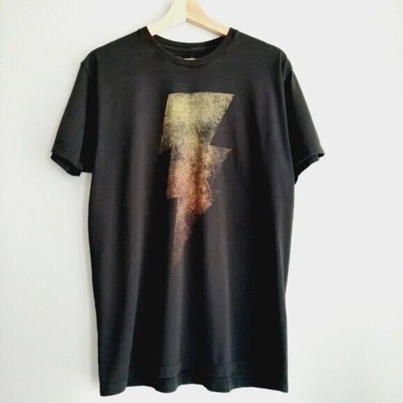 DC Comics Black Adam Lightning Bolt Black T-shirt Men's Sz L Flawed - Picture 2 of 7